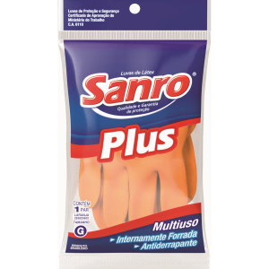 Luva de Látex Sanro Plus Laranja CA 6110