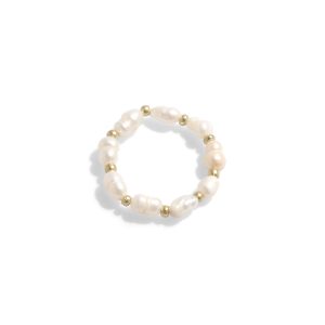 Anel Tânia Pérolas C/dourado