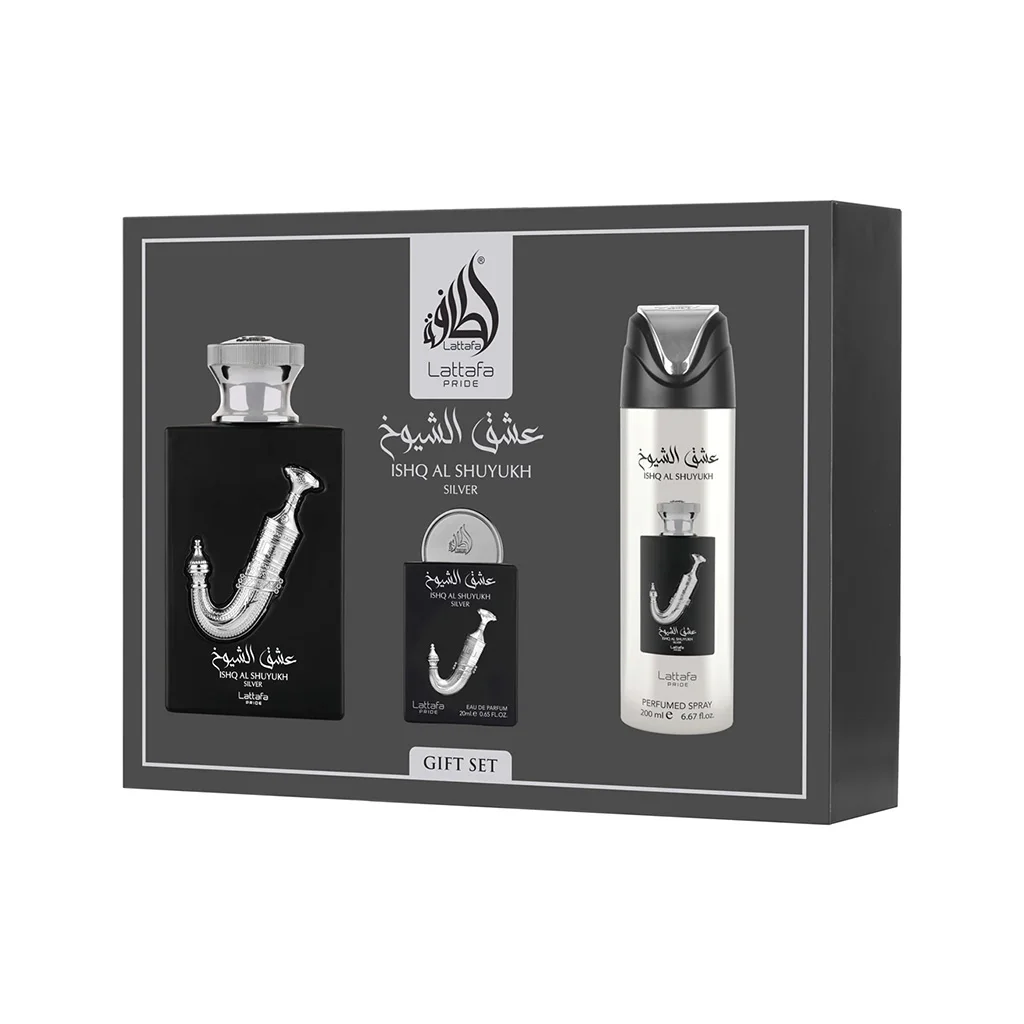 Lattafa Pride Ishq Al Shuyukh Silver Coffret (Gift Set) - Image 2